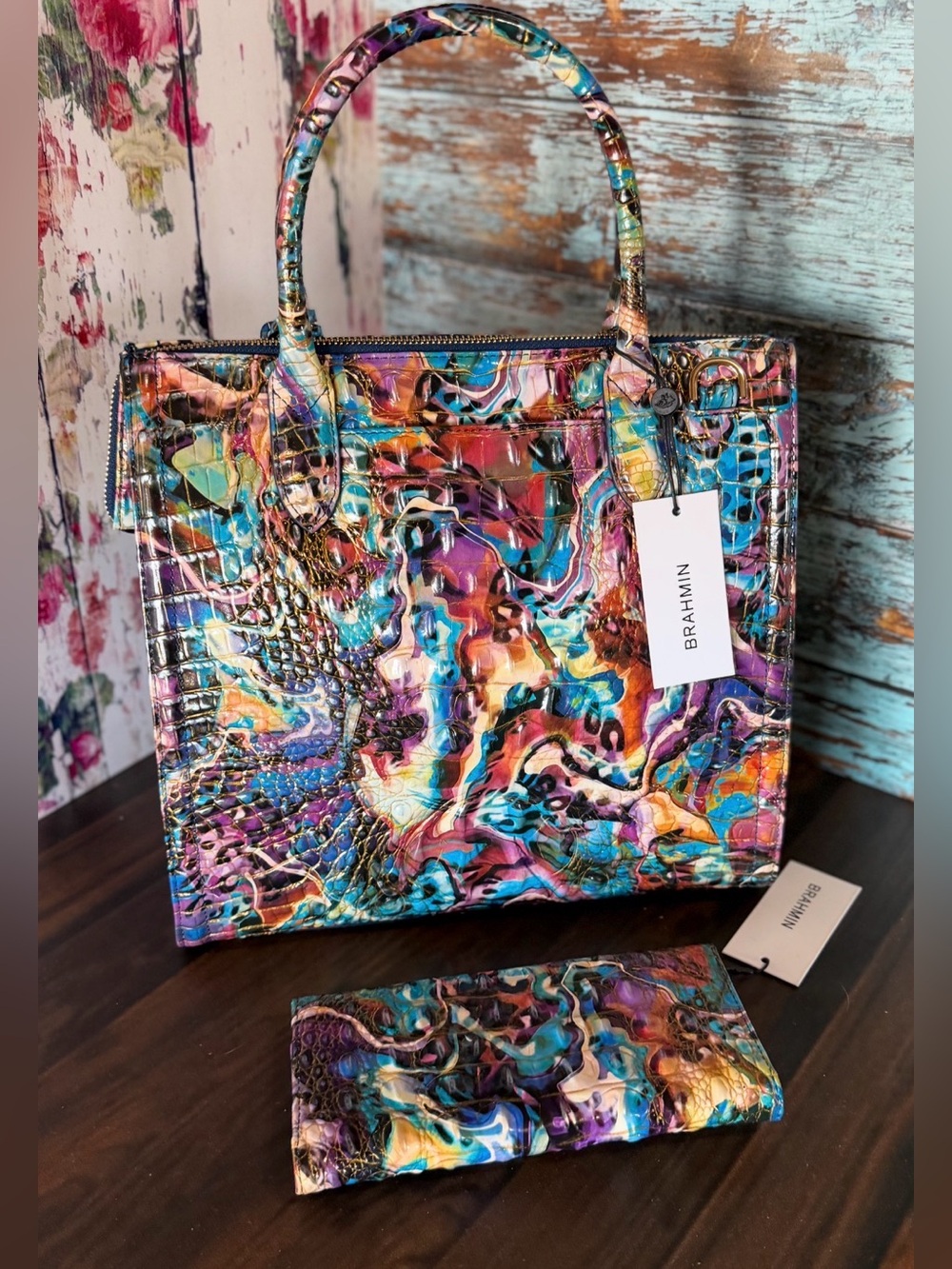 FIRM LAST SET! Brahmin Caroline EUPHORIA Leather  Bag & Veronica Wallet NWT